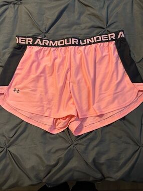 Under Armour Pink Athletic Shorts with Black Waistband